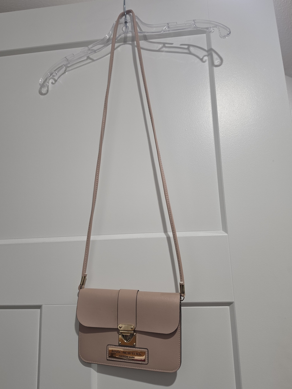 Andrew Marc Blush Pink Crossbody Bag with Gold Hardware